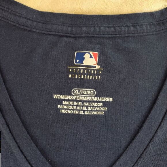 Genuine Merchandise Milwaukee Brewers Navy Blue & Yellow T-shirt Womens XL - Picture 4 of 7